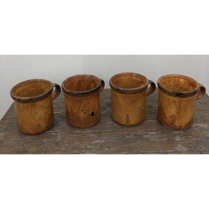 Vintage McCoy Pottery Coffee Cups Canyon Mesa Rustic Brown Southwest Set of 4